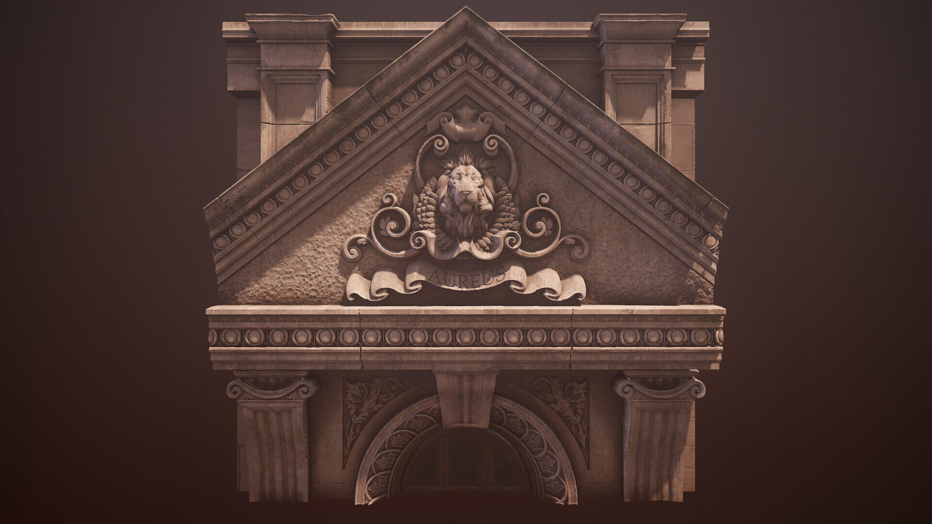 Neoclassical lion pediment. Made 100% in Substance Designer.